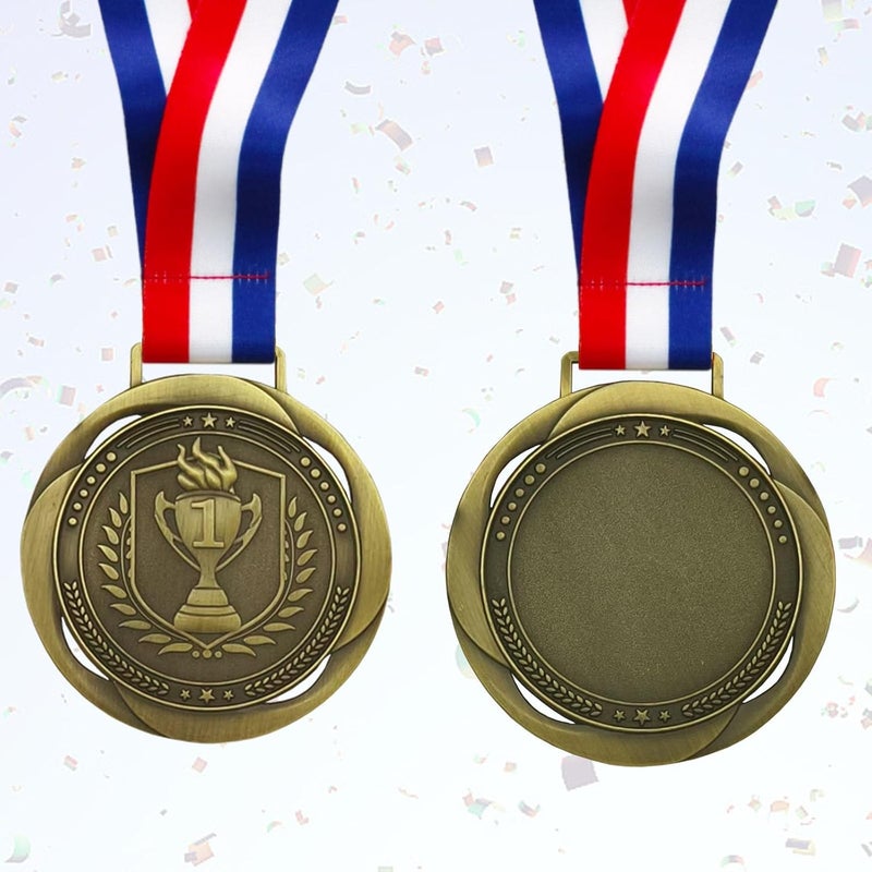 YUJUE First Place Medal, Large Medal - 3.34Inch Wide - GOlympic Style Winner Medals Gold & Stripes Neck Ribbon - Perfect for Any Competition, Coaches, Students, Athletes and Academics - Image 3